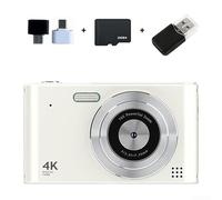 4K Digital Camera 48MP, With 16X Zoom Anti-Shake 2.4 Inch Screen Video Camera With Flash Face Detection For Students Beginner(White 32G)