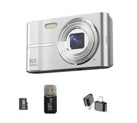 4K Digital Camera, 50MP HD Digital Camera Portable Mini Small Photo Camera 16X Digital Zoom 2.4" LCD Screen with 32GB SD Card and OTG Adapter for Kids,Teenagers,Beginners,Silver