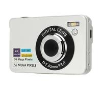 4K Digital Camera, 56MP Kids Camera with 2.7 Inch Screen, 20X Digital Zoom, Support Auto Focus, Playback, Fill Light, Time Lapse Videos, Photo Video Transfer (Silver)