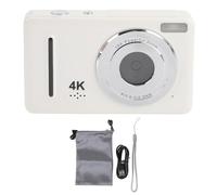 4K Digital Camera, 64MP 18X Zoom, for YouTube Vlogging Portable Compact Travel Camera, 2.4inch Screen, for Beginner Student Teens (White)