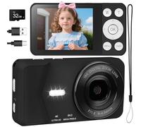 4K Digital Camera - 64MP 2.8" UHD Compact Cameras - Autofocus Rechargeable Vlogging Camera with 32G SD Card Portable Travel Mini Small Camera with 18X Digital Zoom for Kids Beginners Teenagers (Black)