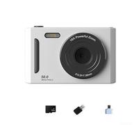 4K Digital Camera, 64MP CMOS Sensor, Retro CCD Style Portable Camera with 8x Digital Zoom, Webcam Function & Anti-Shake, for Beginners, Teens and Students(White 32G)