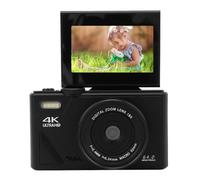 4K Digital Camera, 64MP UHD 18X Zoom Autofocus Retro Compact Digital Camera with 3 Inch Flip Screen & White Balance, 4K Video Recorder for Travel Photography Vlogging (Black)