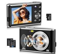 4K Digital Camera, Autofocus 48MP Vlogging Camera for Photography Compact Point and Shoot Digital with 16X Zoom, 32GB Card, 2.8" Screen, Anti-Shake(Black)