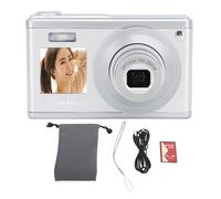 4K Digital Camera Dual HD IPS Screen 10x Optical Zoom Autofocus Retro Compact Digital Camera with Telescopic Lens for Travel Photography Vlogging (Silver)