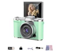 4K Digital Camera for Photo, 2025New Portable FHD 4K 48MP Digital Camera with Flip Screen, Built in LED Fill Light Compact Retro Camera for Teens Students (Green 1 set)