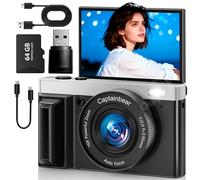 4K Digital Camera for Photography, 64MP AutoFocus Vlogging Camera for YouTube, 7.6 cm (3 inches), 180° Flip Screen Video, 16 x Digital Zoom, Compact Point and Shoot Classic Anti-shake Cameras with