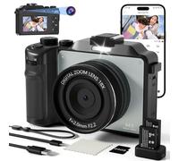 4K Digital Camera For photography, 64MP WiFi Autofoucs Vlogging Camera for Youtube, 4K Video Compact Travel Point Shoot Cameras with Flash, Selfie Lens, 64GB Card, 18X Zoom, 2 Batteries+Charger(Black)