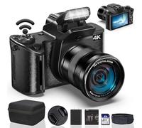 4K Digital Camera for Photography - 64MP WiFi Vlogging Camera for YouTube with 4.0" Touch Screen - UHD Autofocus Video Cameras with One-Touch Macro, 18X Zoom, Lens Hood, 3000mAH Battery, 32GB Card