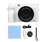 4K Digital Camera for Photography, 75MP Vlogging Camera with 18X Digital Zoom, 3 Inch UHD Screen WiFi Cameras, Autofocus Timed Photo Compact Travel for Teens Beginner (White)