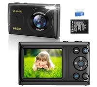 4K Digital Camera for Photography and Video: 64MP Autofocus Compact Camera with 18X Digital Zoom, Kids Camera with 32GB MicroSD Card, Vintage Camera for Boys and Girls Students Gift (Black)