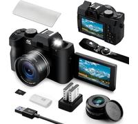 4K Digital Camera for Photography and Video Auto Focus 48 MP with WiFi Auto-Focus Vlogging Camera for YouTube with Flip Screen 16X Zoom with Macro Lens 2 Batteries & 32GB Micro SD Card Card Reader