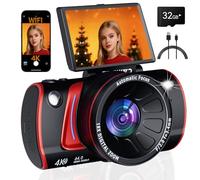 4K Digital Camera for Photography and Vlogging, 64MP WiFi Video Camera with 3" 180° Flip Screen, 18X Digital Zoom, Compact Point and Shoot Cameras with 16 SD Card