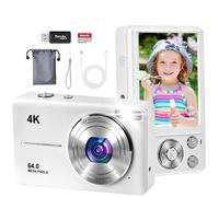 4K Digital Camera for Photography, Autofocus 64MP Vlogging Camera, 32GB TF Card, 2.8'' LED Screen, 18X Zoom, Anti-Shake, Portable YouTube Point and Shoot Digital Cameras for Kids Teens Adult Beginner
