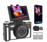 4K Digital Camera for Photography, Autofocus, WiF 64MP Vlogging Camera for YouTube, 3" 180° Flip Screen, 20X Digital Zoom Point Compact Camera, with Flash Hot Shoe, 64GB TF Card & 2 Batteries