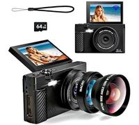 4K Digital Camera for Photography & Video, 64MP WiFi Touch Screen Vlogging Camera with Front and Rear Lenses, HDMI Output, Flash, 64GB Card, 3000mAh Battery - Perfect for YouTube, Travel & Beginners
