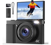 4K Digital Camera for Photography Vlogging: 64MP Cam for YouTube with 3" 180° Flip Screen - 16X Digital Zoom Point and Shoot Camara with 32GB Micro SD Card for Kids Teens Beginners