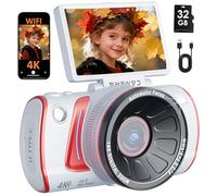 4K Digital Camera for Photography, Vlogging, 64MP WiFi Video Camera with 3" 180° Flip Screen, 18X Digital Zoom, Compact Point and Shoot Cameras with 32GB SD Card - for YouTube, Selfie Shots (White)