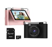 4K Digital Camera for Photography with Autofocus, 48MP Vlogging Camera for YouTube, 64GB SD Card, 2.8" Flip Screen, Compact for Travel with 8X Zoom, Flash, Anti-Shake, Rechargeable Battery