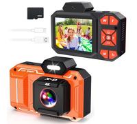 4K Digital Camera, HD 48MP AutoFocus Video Camera with 32G Card, 2.8" Screen LED Fill Light, Compact Digital Camera for Kids, Teens, Beginners - Orange