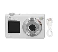 4K Digital Camera, HD 48MP Digital Point and Shoot Camera with Dual Screen, 16X Zoom, Small Camera for Kid Student Children (White)