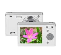 4K Digital Camera, HD 50MP Digital Point and Shoot Camera with 2.8 Inch LCD Screen, 16X Zoom, AF Auto Focus, Small Camera for Kid Student Children (White)