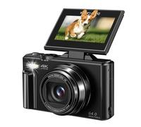 4K Digital Camera Vlogging 3" 180° Flip Screen 18X Zoom Compact Retro Takes Sharp Smooth(32GB Card)