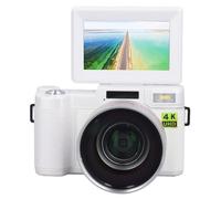 4K Digital Camera, Vlogging Camera, Autofocus 4X Zoom 48MP Cameras Photography 32GB SD Card, Wide Angle & Macro Lens, Type C, 3 Inch 180°Flip Screen (White)