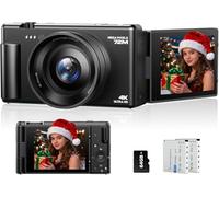 4K Digital Camera, Vlogging Camera for YouTube 72MP Autofocus with 18X Digital Zoom, 2.8" 270°Flip Screen Compact Travel Cameras for Teens Beginners Photography with 64GB Card & 2 Batteries