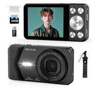 4K Digital Camera, Wevoor 64MP Point and Shoot Digital Camera with Autofocus, 18X Zoom, 20 Filters, 64GB SD Card, 2000 mAh battery, 2.8" Screen Compact Vlogging Camera for Beginners Teens Adult(Black)