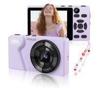 4K Digital Camera with Front Rear Lens, Autofocus 64MP, Metal Shell, Purple