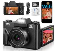 4K Digital Camera with WIFI, 75MP UHD Compact Cameras, 3 Inch 180° Flip Screen 16X Digital Zoom Autofocus Rechargeable Vlogging Camera with 32GB Card & 2 1500mAh Batteries for Beginners Teenagers
