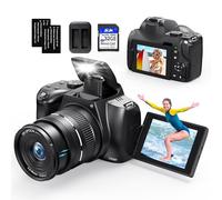 4K Digital Cameras for Photography, 12X Optical Zoom 72MP Vlogging Camera for YouTube with 270°Flip Screen, Autofocus & Anti-Shake Cameras, Wi-Fi & App-Controlled 4K Camera, 2 Batteries, 32GB SD Card