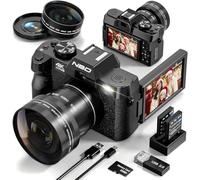 4K Digital Cameras for Photography，48MP Video Vlogging Camera for YouTube with 3" 180° Flip Screen WiFi, 16X Digital Zoom Cameras with 32GB Micro Card, Wide-Angle & Macro Lens (Black)