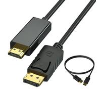 4K DisplayPort to HDMI 1.8M Cable, 4K DP to HDMI Cable Adapter, DisplayPort to HDMI Uni-Direction Cable Gold-Plated Cord Compatible with PC TV Monitor Projector Laptop Dell HP and More