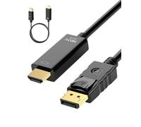 4K Displayport to HDMI Cable 1.8M 4k@30Hz 2k@60Hz 1080p Full HD Gold-Plated Uni-Direction DP 1.2 to HDMI 1.4 Cables Lead Male to Male Multi-Screen Compatible with Monitor, Projector, HDTV, Laptop