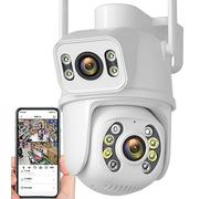 4K Dual Lens Security Camera 8MP PTZ Wifi Camera Outdoor Night Vision Dual Screen Human Detection 4MP Security Protection CCTV Surveillance IP Camera (Size : 4MP NO SD Card)
