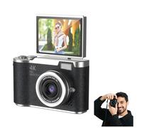 4K Foldable Screen Student Camera, Point and Shoot Digital Cameras with 32GB TF Card, Portable Camera FHD 48MP 4K Digital Camera with 8X Zoom Anti-Shake with Flip Screen (Black, Camera Body Only)