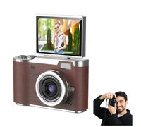 4K Foldable Screen Student Camera, Point and Shoot Digital Cameras with 32GB TF Card, Portable Camera FHD 48MP 4K Digital Camera with 8X Zoom Anti-Shake with Flip Screen (Brown, Camera Body Only)