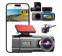 4K Front Rear Dashcam for Car Van Security Parking Mini Dash Camera Video DVR Recorder Blackbox Wi-Fi APP GPS Tracker IPS Screen Night Vision G-Sensor 170 Wide Angle WDR 24h Parking Monitor Kit 64GB