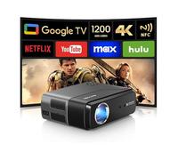 4K Google TV Projector, Portable Smart Auto Focus Projector with Wifi and Bluetooth NFC, 1200 ANSI, Netflix Licensed, Voice Control, HDR10+, Dolby Audio, Full HD Home Theater, Outdoor Movie