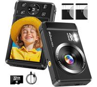 4K HD Digital Camera, 44MP Autofocus Compact Camara for Photography, Portable Mini Vlogging Cameras with Two 1200mAh Batteries, with 32GB SD Card USB Cable, for Kids teenagers Adults Beginners