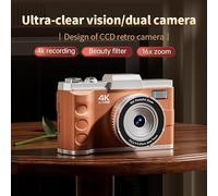 4K HD Digital Camera 64MP Resolution 16x Digital Zoom AF Diagonal Lens 3.0 Inch LCD Screen Manual Settings TF Card Dependent (White 64G)