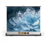 4K HD Floor Pull Up Projector Screen, Adjustable Screen Height, 60 72 80 92 inch Portable Scissor Backed Movie Screen for Outdoor Indoor(80 Inch)