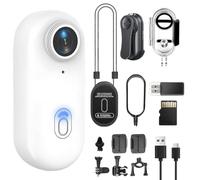 4K HD Mini Body Camera, Wearable Action Body Cam, Thumb Size Hands Free Recording Body Worn Camera, Pocket Action Cam with Mount Anywhere for Work, Travel, Pet Walking, Outdoors Activities,White,64GB