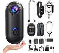 4K HD Mini Body Camera, Wearable Action Body Cam, Thumb Size Hands Free Recording Body Worn Camera, Pocket Action Cam with Mount Anywhere for Work, Travel, Pet Walking, Outdoors Activities,Black,128GB