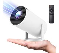4K HD Mini Smart WiFi Android 11.0 Projector for Walls and Ceilings - Auto Keystone Correction, 180° Angle Adjustable, UK Plug (White)