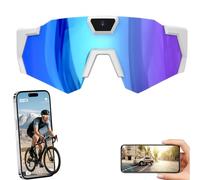 4K HD POV Baseball Glasses with Camera, Ultra-Wide 120° Angle Pov Camera Glasses, Smart Video Recording for Cycling, Baseball, Hiking & Outdoor Activities (Blue,128G)
