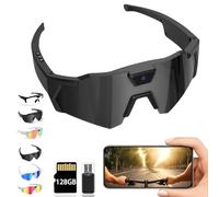 4K HD POV Sports Glasses with Camera, 2026 Upgrade 120° Ultra Wide Angle HD Wearable Glasses, Baseball & Outdoor Activity Recording Glasses, for Cycling Hikings (Black B,128G)
