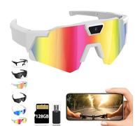 4K HD POV Sports Glasses with Camera, 2026 Upgrade 120° Ultra Wide Angle HD Wearable Glasses, Baseball & Outdoor Activity Recording Glasses, for Cycling Hikings (Multicolor B,128G)
